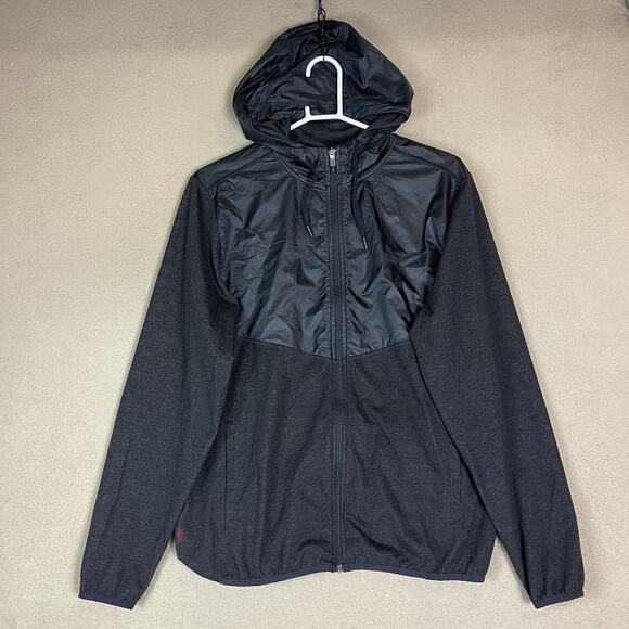 Rhone Hoodie Mens M Black Tech Terry Full Zip Hybrid Jersey Jacket Regular Fit - Picture 1 of 13
